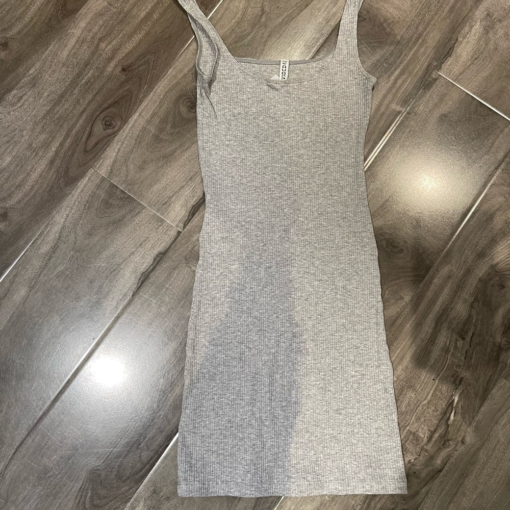 H&m Divided Grey Ribbed Dress